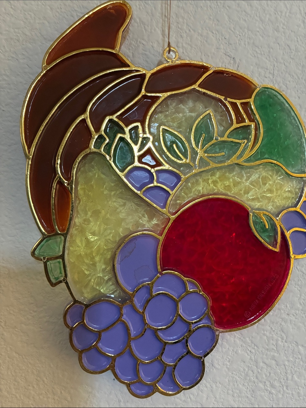 Autumn Harvest /Prosperity Vintage 1960s Wall Art Hand Painted Gold Tone Finish